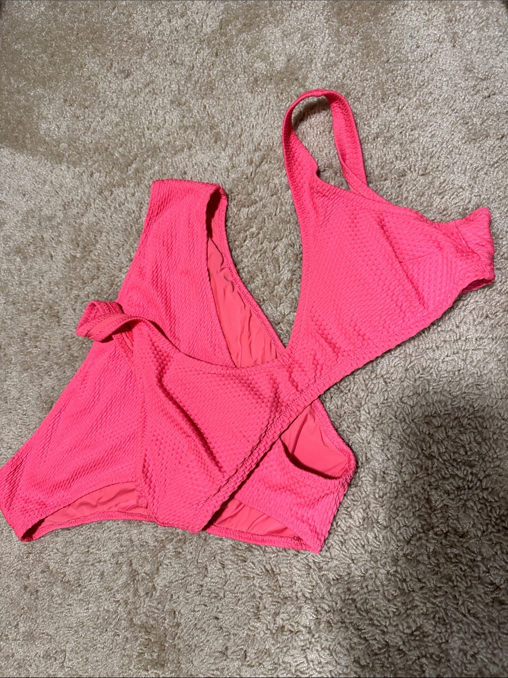 aerie Hot Pink Textured One-Piece Swim